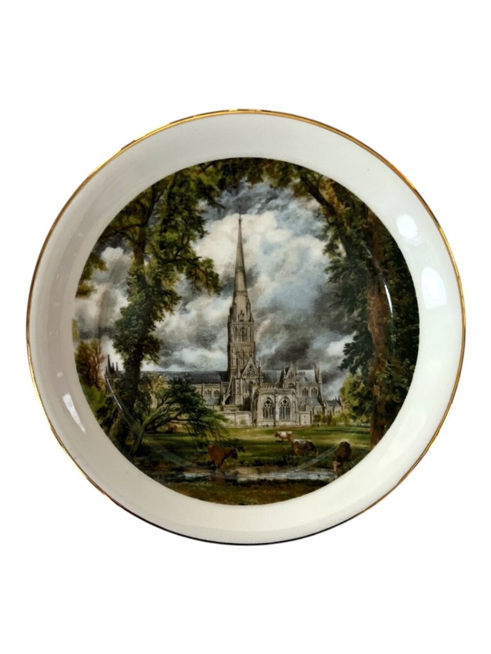 Vintage Arklow Ireland Cathedral Church Decorative Collector Plate 8" Gold Rim